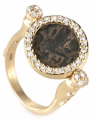 Coomi Antiquity 20k Flip Coin Ring with Diamonds