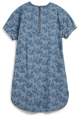 Stella McCartney Kids Girl's Denim Horse Print Dress