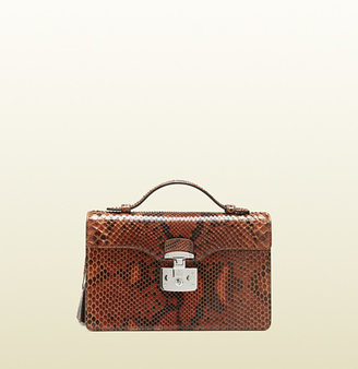 Gucci Lady Lock Python Briefcase Clutch