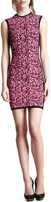 McQ Sleeveless Popcorn Knit Dress, Shocking Pink/Black