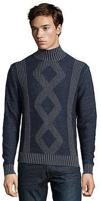 Cullen navy and grey cotton plaited mock neck sweater