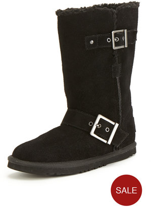 Skechers Starship Buckle Detail Faux Shearling Boots
