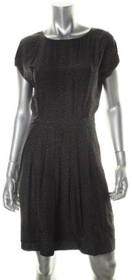 Rebecca Taylor NEW Navy Silk Animal Print Cuff Sleeve Casual Dress 0 BHFO