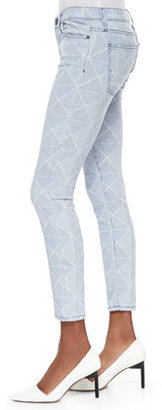 Current/Elliott The Stiletto Diamond-Print Denim Jeans