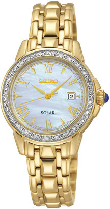 Seiko Le Grand Sport Womens 1/8 CT. T.W. Diamond Gold-Tone Solar Watch SUT172