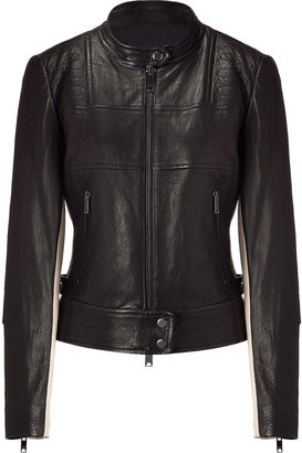 DKNY Black/Nude Leather Biker Jacket