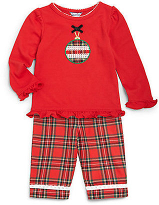 Hartstrings Infant's Two-Piece Embroidered Flannel Pajamas