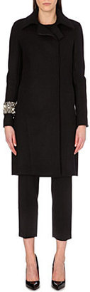 Victoria Beckham Embellished-cuff wool-blend coat