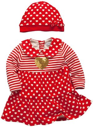 Ladybird Baby Girls Heart Dress and Hat