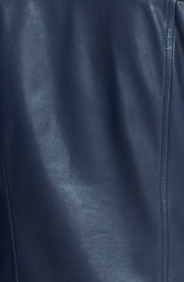 Badgley Mischka 'Kaya' Knit Collar Leather Biker Jacket