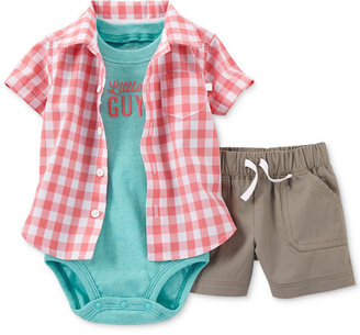 Carter's Baby Boys' 3-Piece Shirt, Bodysuit & Shorts Set