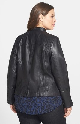 Bernardo Leather Front Zip Scuba Jacket (Plus Size)