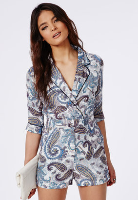 Missguided Paisley Wrap Playsuit Multi