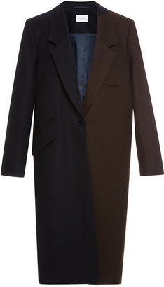 Carven Two Tone Boxy Wool Coat