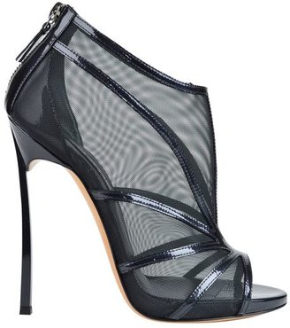 Casadei Mesh Leather Ankle Boots