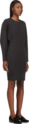 Lanvin Charcoal Wool Jersey Crop-Sleeve Dress