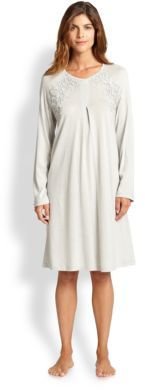 Hanro Moma Long Sleeved Cotton & Cashmere Short Gown