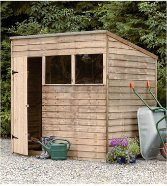 FOREST 7 X 5 Ft Pent Roof 2 Styrene Windows Garden Shed - Assembly Options Available