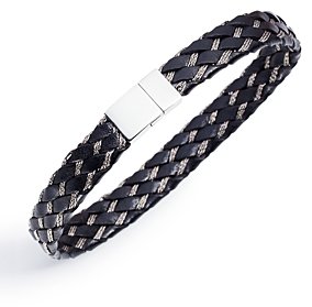 Jan Leslie Braided Leather and Metal Cord Bracelet