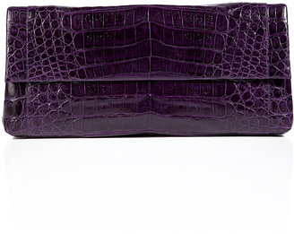 Nancy Gonzalez Crocodile Fold-Over Clutch in Purple