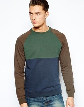 ASOS Sweatshirt With Cut And Sew Panels - Brown