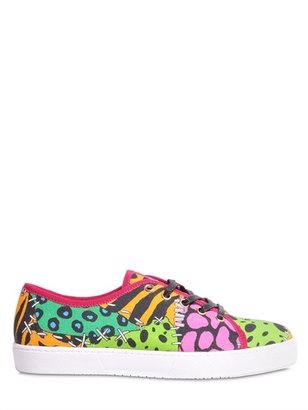 Moschino Cheap & Chic Moschino Cheap&chic - Animalier Printed Cotton Canvas Sneakers