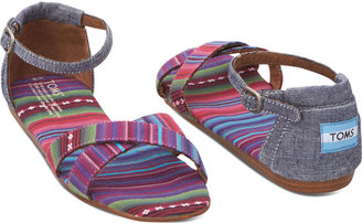 Toms Pink and Blue Chambray Stripe Mix Women's Vegan Correa Sandals