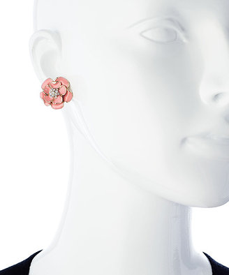 Blu Bijoux Coral Enamel Flower Earrings