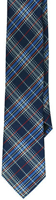 Black Brown 1826 Multi colour textured check tie-BLUE-One Size
