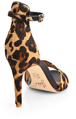 Joie Jaclyn Leopard-Print Calf Hair Sandals