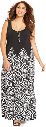 Love Squared Plus Size Sleeveless Zebra-Print Maxi Dress
