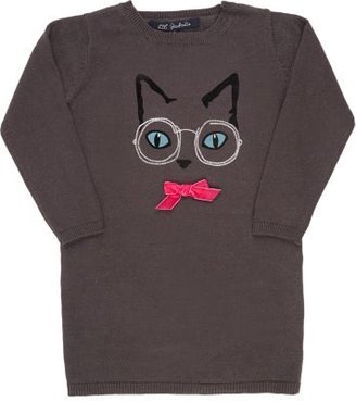 Lili Gaufrette Cat & Eyeglasses Embroidered Sweater Dress
