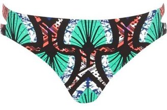 River Island Turquoise tribal print cut out bikini bottoms