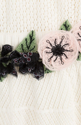 Valentino Cotton Crochet Dress with Floral Belt