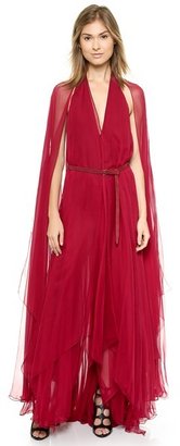 Donna Karan Asymmetrical Evening Gown with Belt