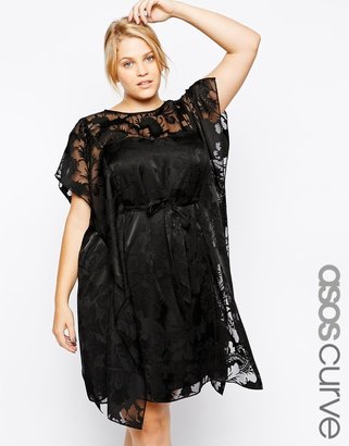 ASOS Curve CURVE Exclusive Kimono Dress In Floral Print - Black