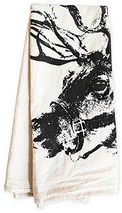 Reindeer Tea Towel, Black
