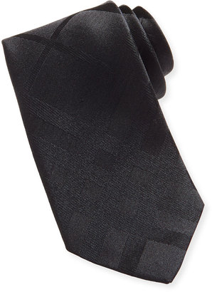 Burberry Narrow Check Silk Tie, Black