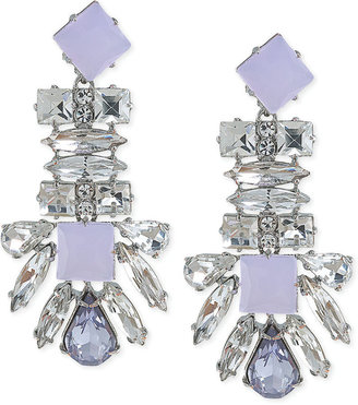 Carolee Silver-Tone Purple Stone and Crystal Ornate Chandelier Earrings