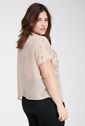Forever 21 plus size bead-embroidered chiffon top