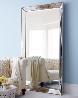 Antiqued-Silver Beaded Floor Mirror