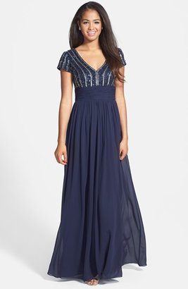 JS Collections Embellished Chiffon Empire Gown