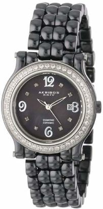 Akribos XXIV Women's AK504BK Ceramic with Diamond Accents and Fully Ceramic Bracelet Watch