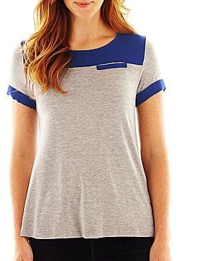 JCPenney Asstd National Brand Susan Lawrence Contrast-Trim Tee