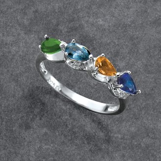 Tradition®/MD Sterling Silver Family Ring With Simulated Gemstones And Genuine Diamonds