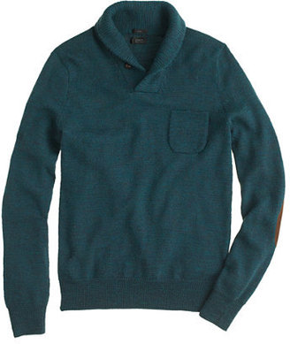 J.Crew Slim rustic merino elbow-patch sweater with shawl collar