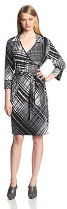 Marc New York 1609 Marc New York by Andrew Marc Women's Collared Plaid Wrap Shirt Dress