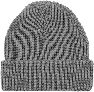 Topshop Grey knitted ribbed beanie hat with turn up detail. 100% acrylic.