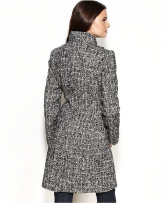 DKNY Petite Wool-Blend Ruffled Walker Coat