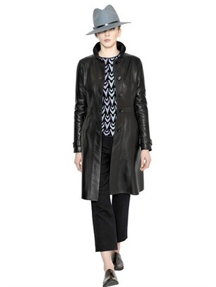 Emporio Armani Bonded Nappa Leather & Fleece Coat